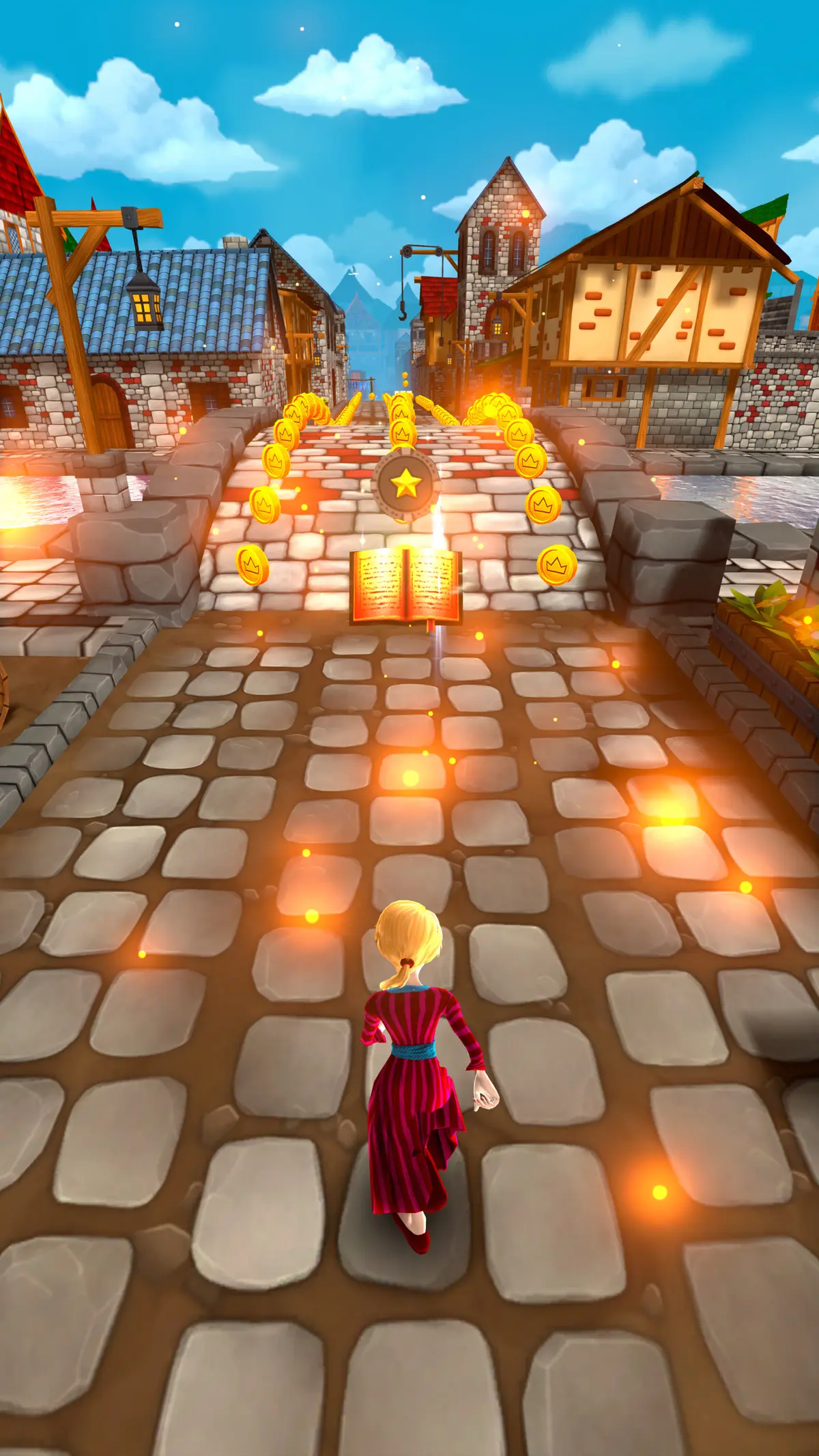 CHASERS - Character collecting coins and a magic spellbook in a medieval village